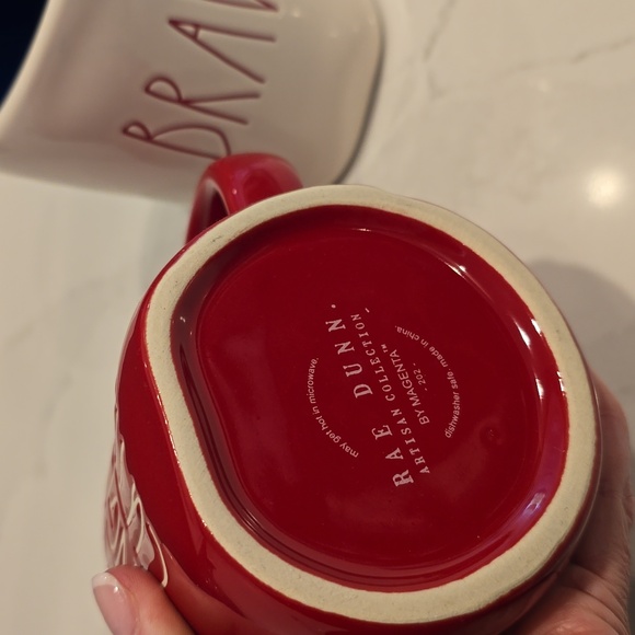 TWO BRAVE Hero Rae Dunn coffee mug blue USA Military Star spangled cutie Re - Picture 7 of 7